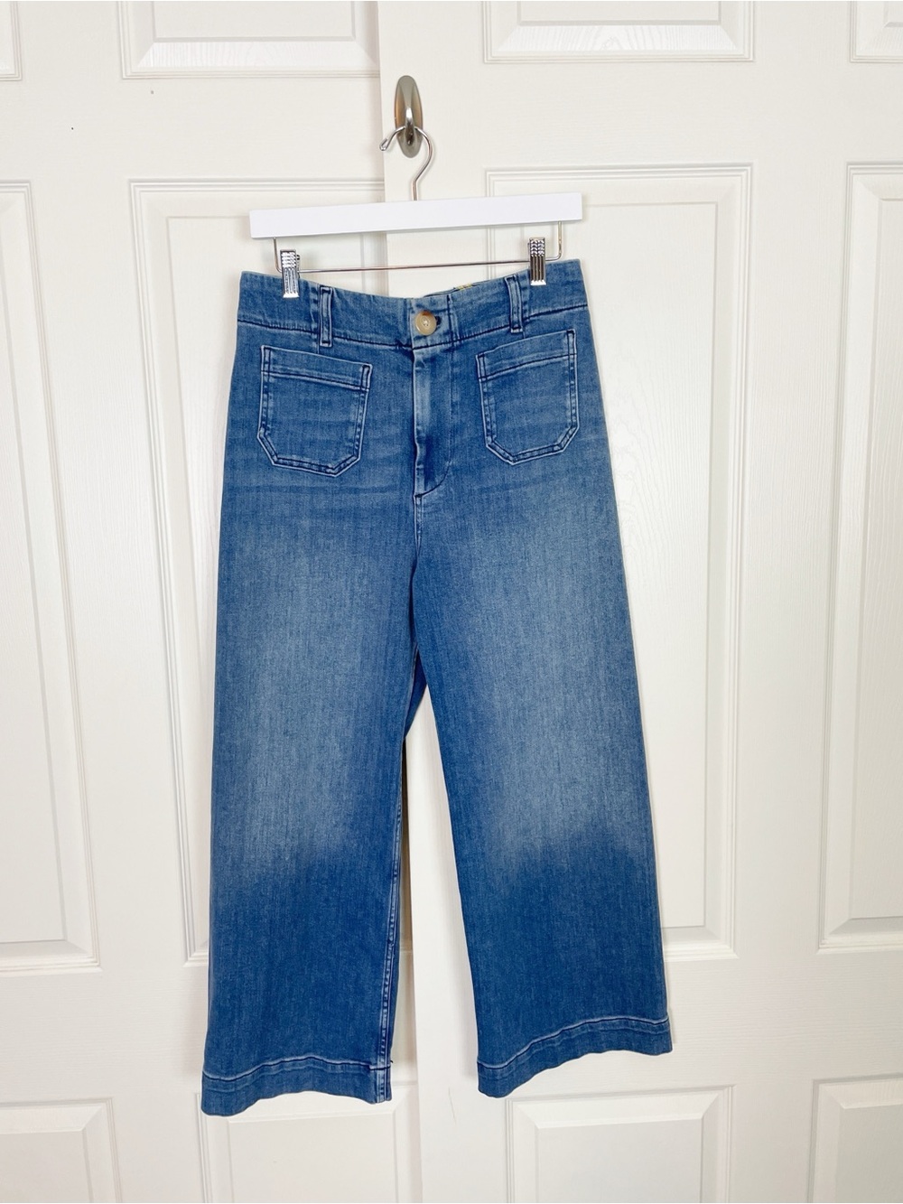 Anthropologie Maeve The Colette Wide Leg Cropped Jeans Medium Wash Sz 29 - Picture 3 of 12